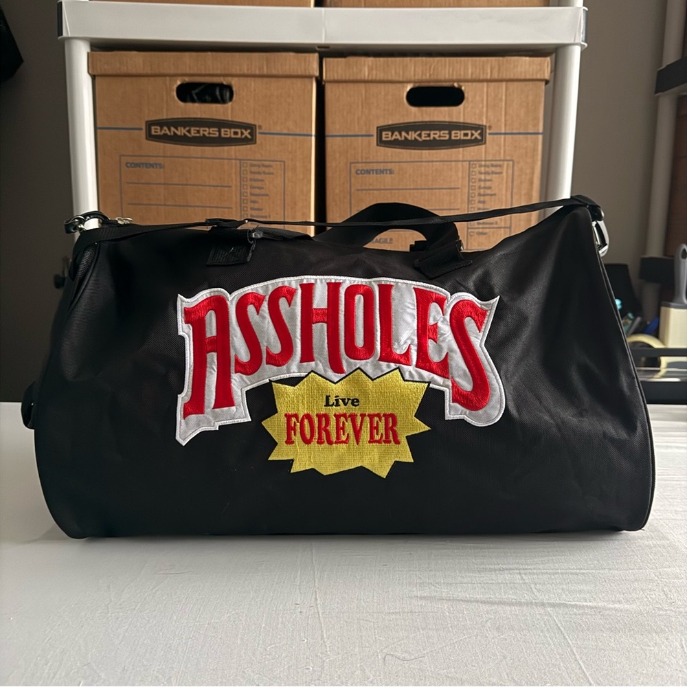 Asshol*s Live Forever Black Festival Overnight Weekend Gym Travel Duffle Bag